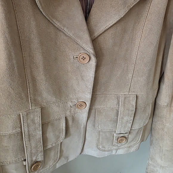 Aldo L Vintage Y2K Bohemian Western Utility Neutral Genuine Suede Jacket - Picture 13 of 16